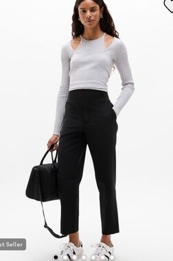 Athleta Black Cropped Straight-Leg Pants